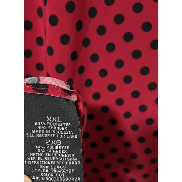 Norma Kamali Womens Jersey Polka Dot Top Size 2XL Red Stretch Retro Office 50s - Picture 5 of 6